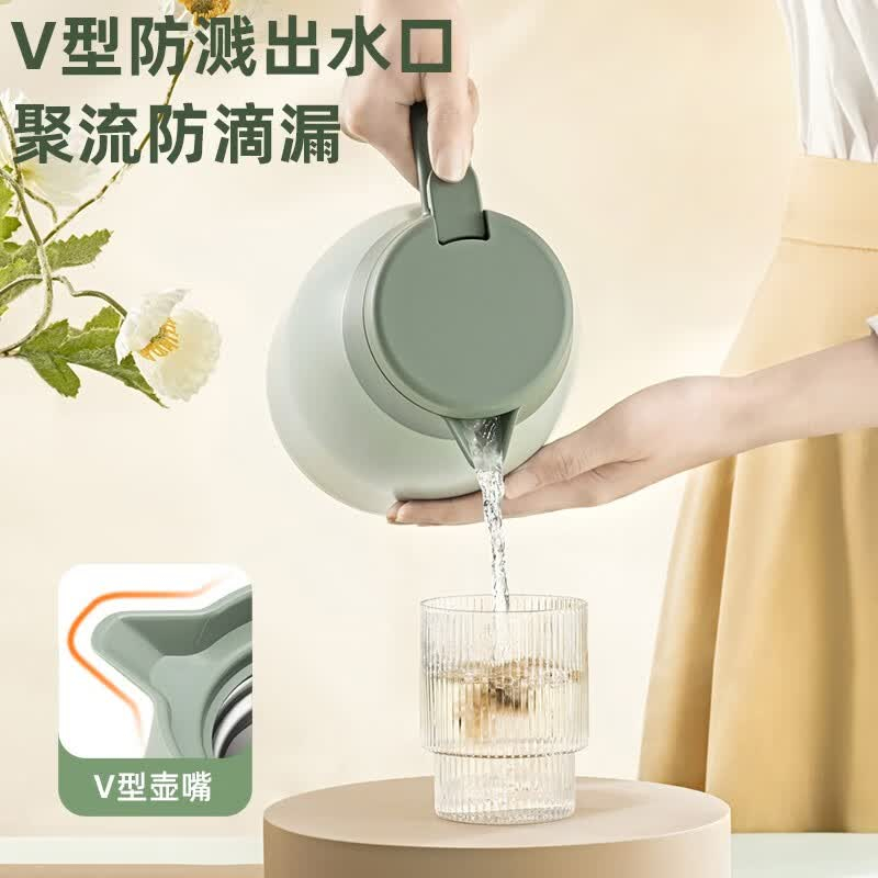 苏泊尔不锈钢保温壶KC20KH50薄荷绿大容量保温瓶 办公室水壶 一键按压出水舒适握感高清大图