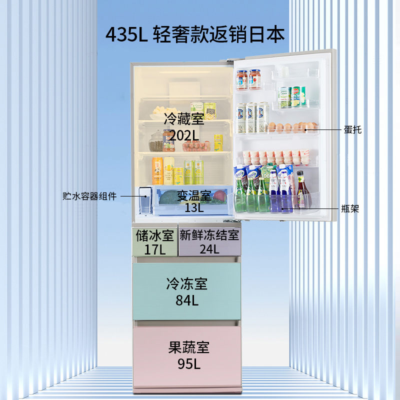 松下(Panasonic)435升 多开门电冰箱 超薄多门五门 抗菌净味 风冷无霜 变频节能 NR-EE45PXA-N