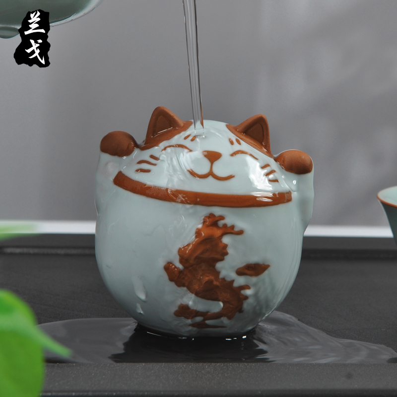 美帮汇汝窑茶宠十二生肖摆件 陶瓷器手工功夫茶具汝瓷茶道茶玩高清大图