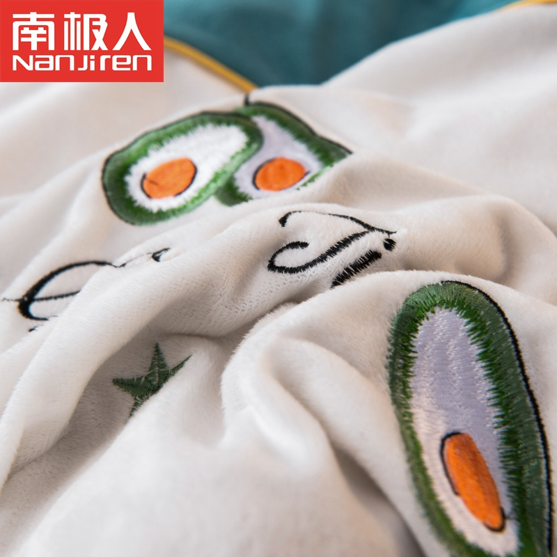 南极人(NanJiren) 珊瑚绒四件套双面绒法兰绒保暖加绒加厚水晶绒冬季牛奶绒网红被套北欧床上用品
