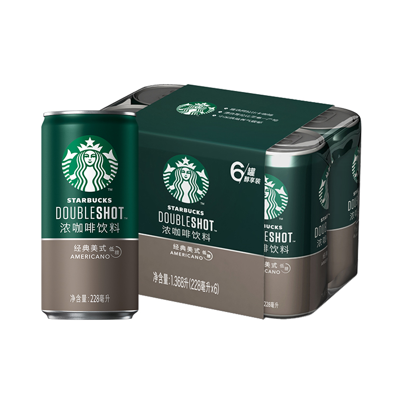 Starbucks/星巴克星倍醇小绿罐228ml*6罐经典美式低糖即饮浓咖啡高清大图