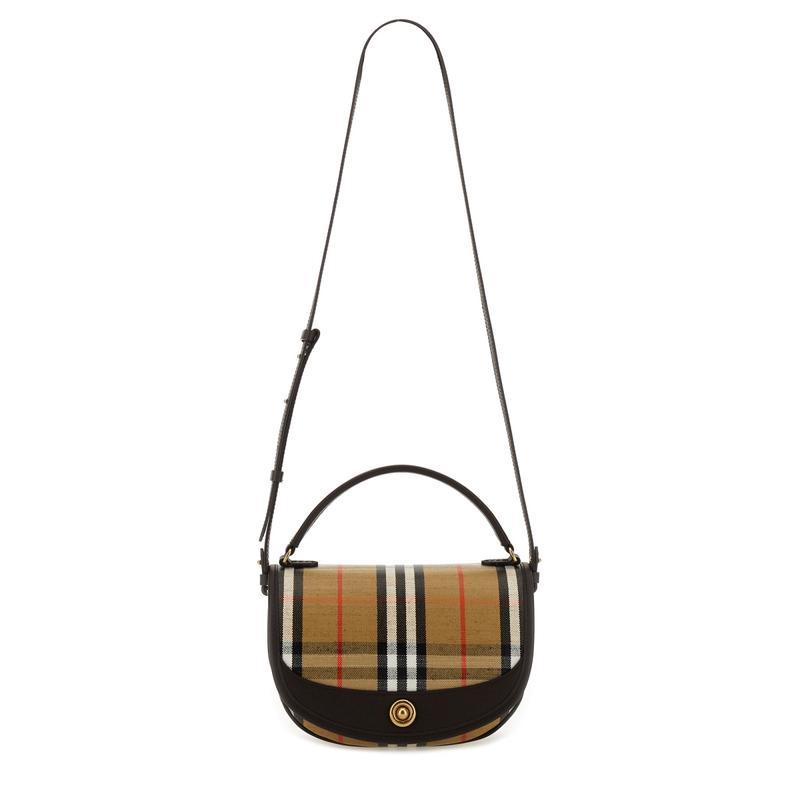 博柏利(BURBERRY)女款刺绣帆布斜挎包休闲百搭多用途手提单肩包日