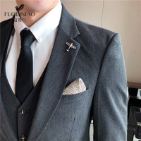 富贵鸟(FUGUINIAO)男装男士西服套装婚庆2019新品三件套装小西装修身西装套西青年简约商务休闲结婚礼服正装职业装