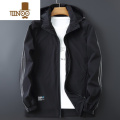 YANXU胖子运动夹克男装加大码加肥连帽休闲上衣胖人防风衣薄款外套 3XL165-180斤 66081黑色春秋款
