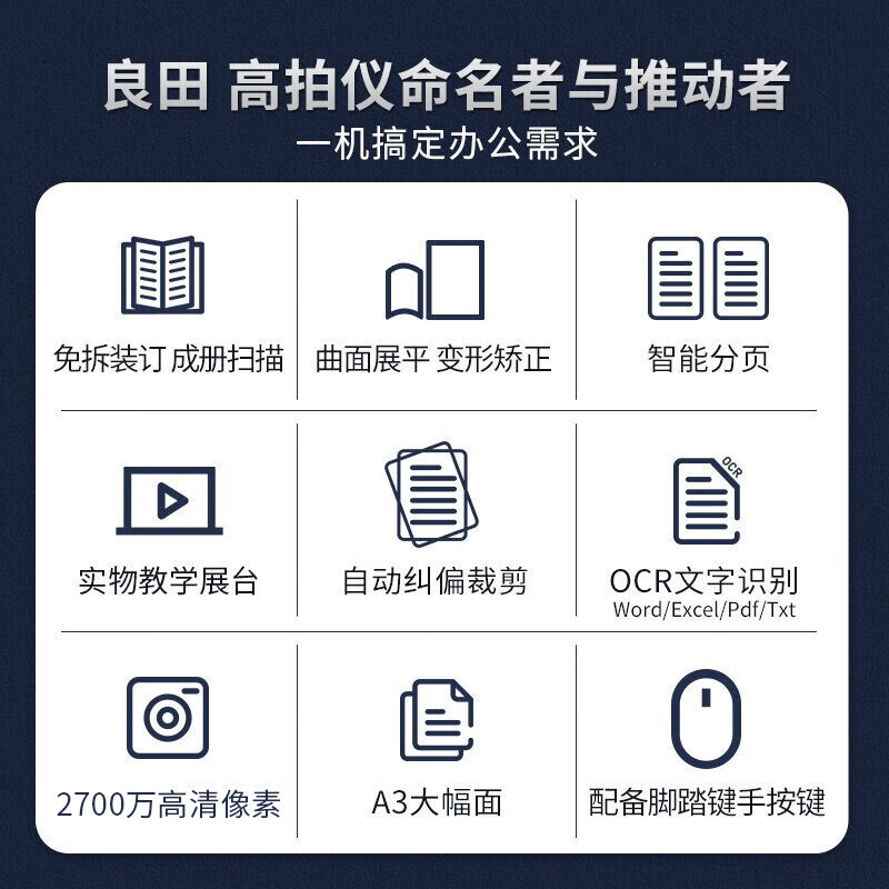 良田(ELOAM)BS1860TM高拍仪 高速扫描仪 1800万像素 A3书籍扫描仪