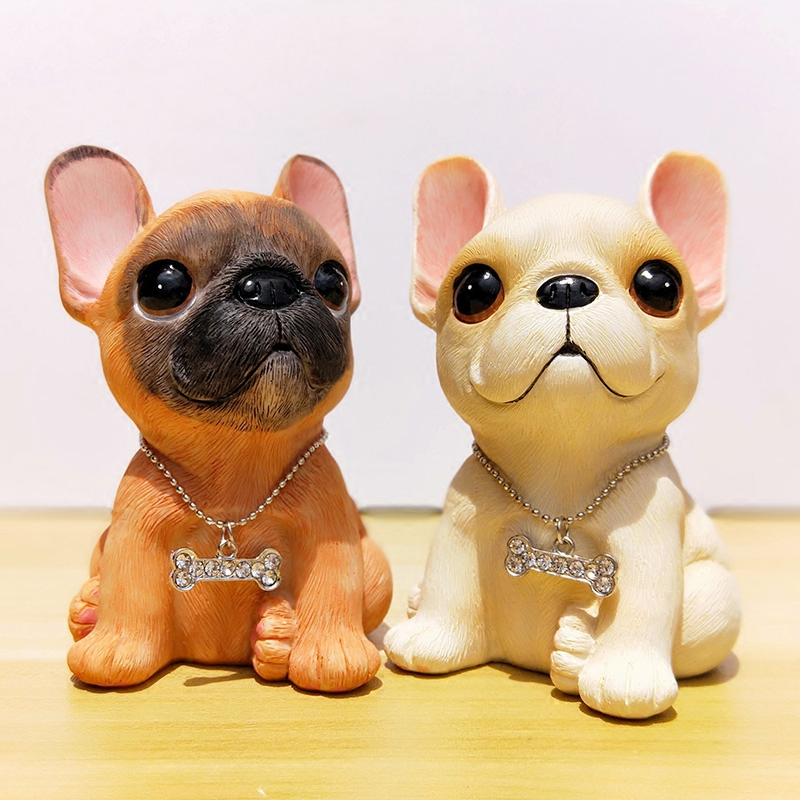 斗牛犬摆件汽车车载车内饰品仿真狗公仔儿童房桌面可爱法斗装饰品