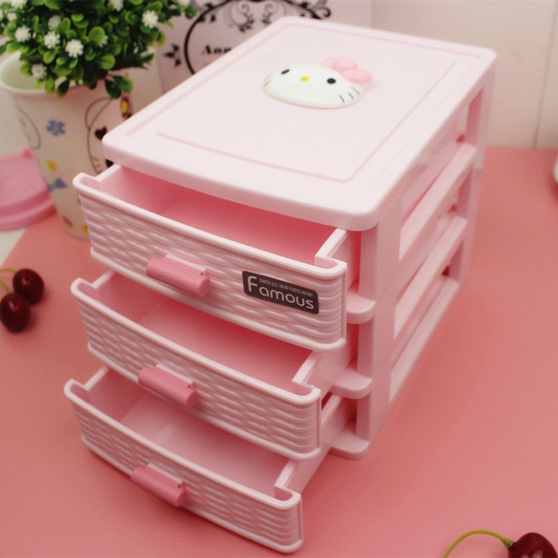 首饰盒女童饰品收纳盒可爱公主生日发饰发夹首饰盒子三层抽屉收纳盒