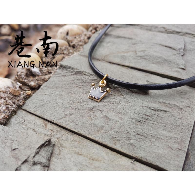 手工定制原宿复古简约细皮小皇冠颈链脖带项圈女锁骨项链送女朋友七夕情人节礼物