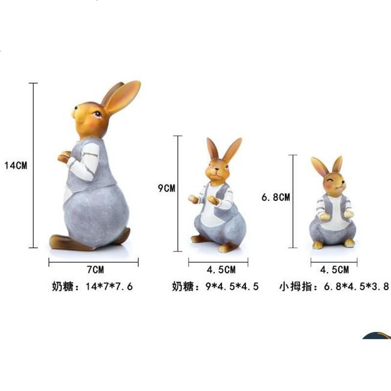 结婚礼品创意工艺品田园家居风格装饰品创意树脂摆件生日兔子