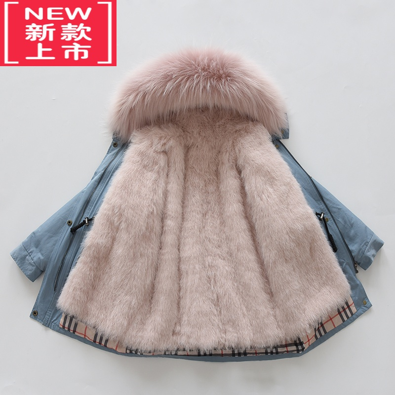 可莉允儿童派克服皮草外套冬棉衣男女童内胆仿狐狸毛宝宝加厚棉服可拆卸