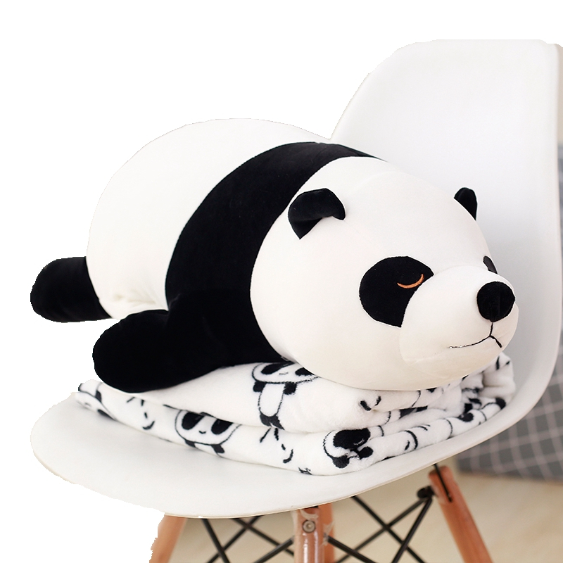 抱枕被子两用卡通可爱暖手熊猫公仔长条枕头韩国搞怪萌女孩