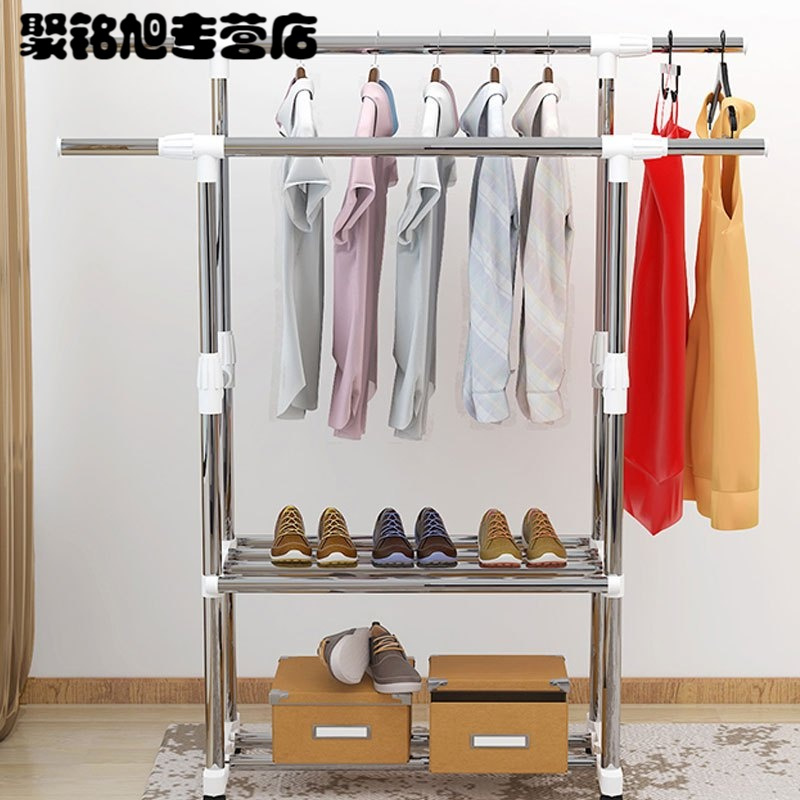 简易晾衣架落地室内外阳台凉挂衣架衣服架子单杆式晒衣架升降折叠生活日用洗晒用品衣架