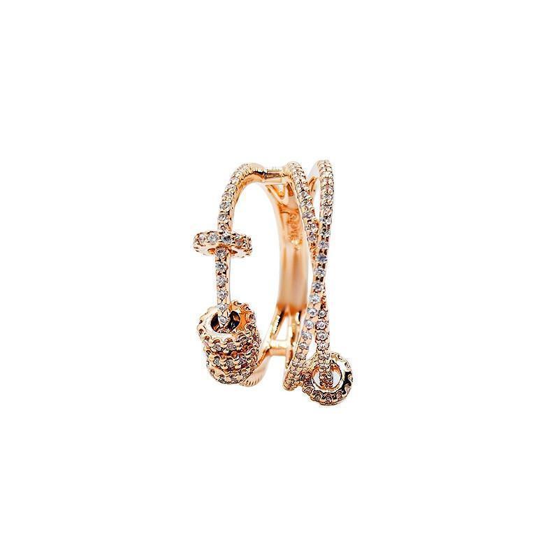 apmmonaco玫瑰金色三环戒指圈时来运转戒指送女友送闺蜜生日r17574ox