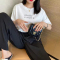 棉2022年夏季新款超火短袖原宿风印花t恤女宽松显瘦百搭T恤上衣莎丞