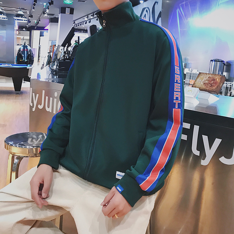2018春装韩版男款宽松大码立领拉链棒球服卫衣夹克短外套