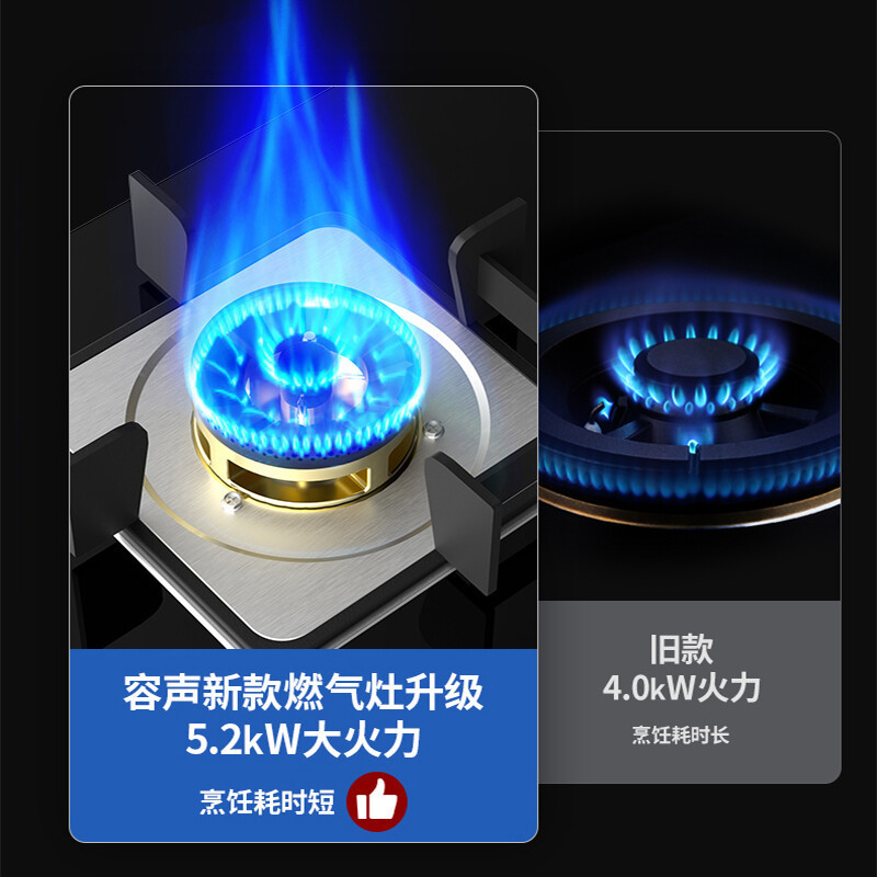 容声WQ2113燃气灶液化气煤气灶双灶家用嵌入式台式灶台气电两用黑晶防爆钢化面板4.8kW聚能火力