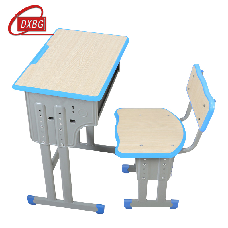 DXBG学生课桌椅儿童学习桌单人培训辅导补习班升降课桌椅学校写字课桌【工厂现做 7天内发货】 双柱单人靠背白象色