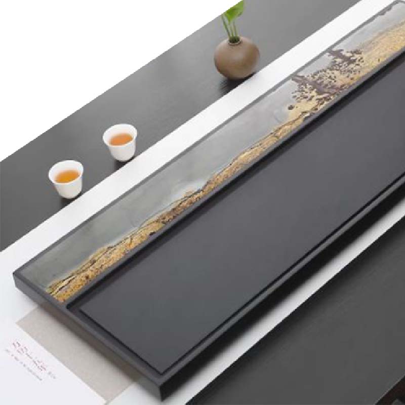 天然乌金石茶盘可排水天然国画石-鵬程50*30*3cm高清大图