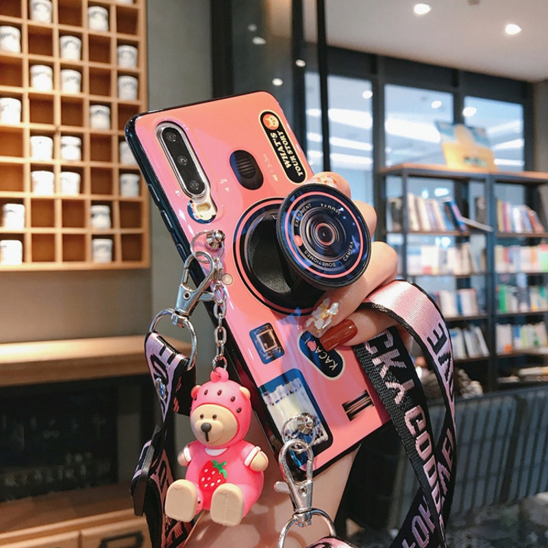 火豹适用vivoy66手机壳y55照相机y3网红新款ys斜挎背带绳y81s女软壳