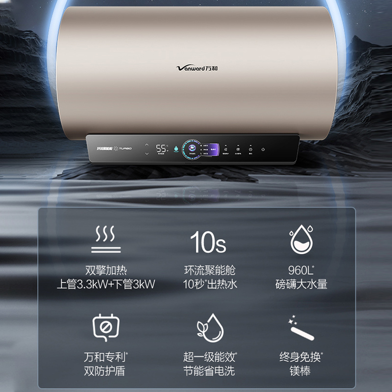 万和矿泉浴R8 一级能效 电热水器真速热 储水式电热水器80升家用增容E80-R8D1-30电热水器