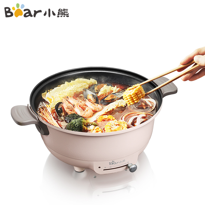 小熊(Bear)电火锅 DHG-B50F1 家用5L大容量多功能电热锅韩式涮烤一体锅炒锅温度调节防干烧断电苏宁自营