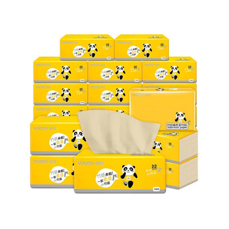 新疆西藏 熊宝系列本色竹浆抽纸3层100抽30包或45包可选|30包正常发