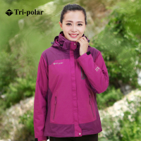 三极户外(Tripolar) TP6306 冲锋衣女户外旅行登山衣休闲运动两件套加绒保暖冲锋衣