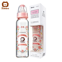 小狮王辛巴(Simba) 萝蔓晶钻标准玻璃小奶瓶 玫瑰240ml 带标准十字口S号母乳柔感防胀气奶嘴
