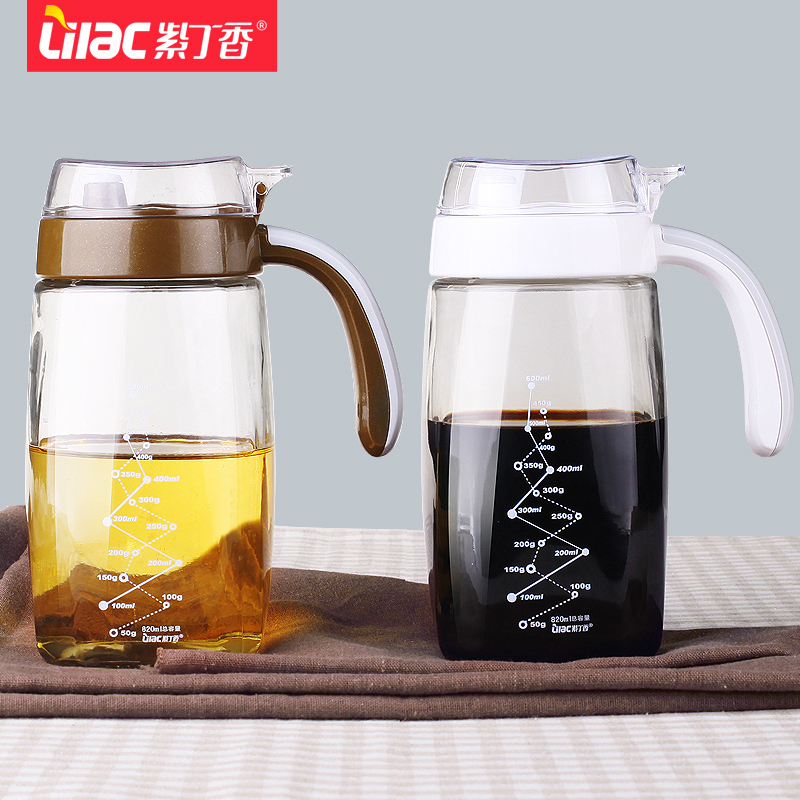 WQLQ紫丁香无铅食品级玻璃防漏油壶[棕色]820毫升(JA820)
