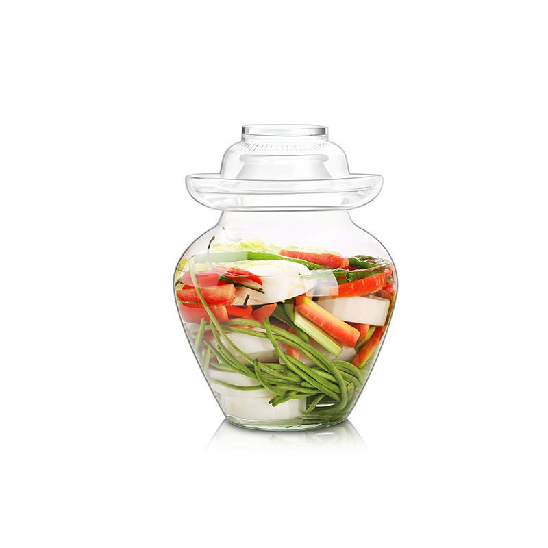 泡菜坛子玻璃家用泡菜缸酸菜坛子密封酵素玻璃瓶加厚大泡菜罐 5斤玻璃坛子