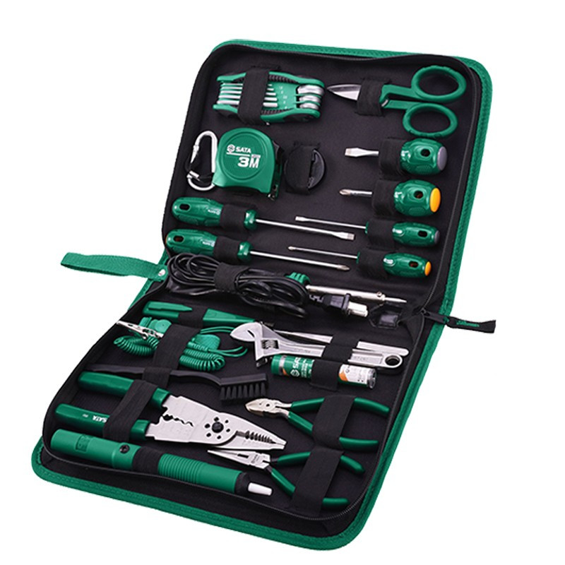 世达(SATA)03760五金工具多功能电子电工家用物业维修工具箱套装包组合28件