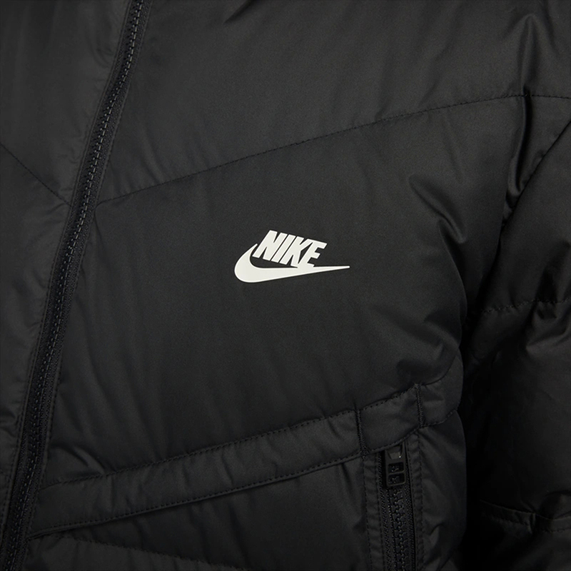 nike 对比色品牌logo印花纯色连帽羽绒服 男款 黑色 dv1134-010