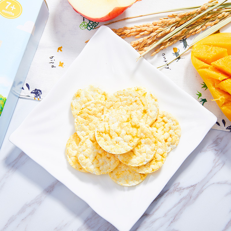 爷爷的农场 欧洲进口宝宝水果磨牙饼干婴幼儿零食小吃磨牙棒 苹果芒果味味米饼 40g/盒