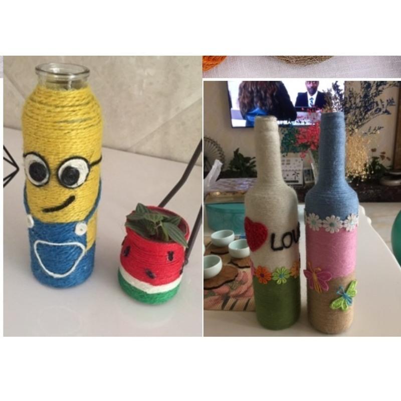 彩色2mm染色复古麻绳手工diy瓶子装饰吊牌绳手工照片50米一卷jingping