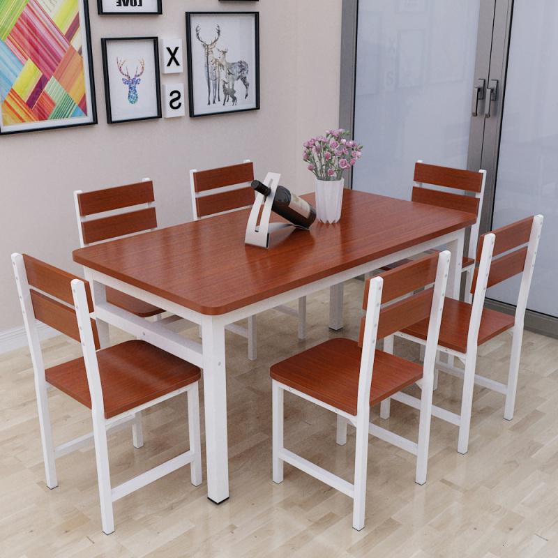 简约餐桌椅组合小户型现代长方形快餐饭店家用吃饭桌简易4人6桌椅高清大图