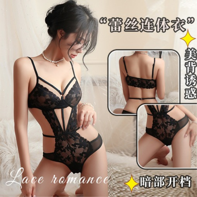 长夜漫漫情趣内衣性感诱惑纯欲御姐蕾丝透视免脱蕾丝连体衣女2020 紫色 均码(80-125斤)