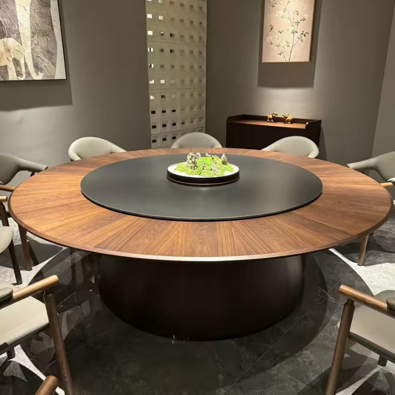 喜霸XIBA实木餐桌北欧简约家用多功能大圆桌餐厅吃饭桌椅组合高清大图