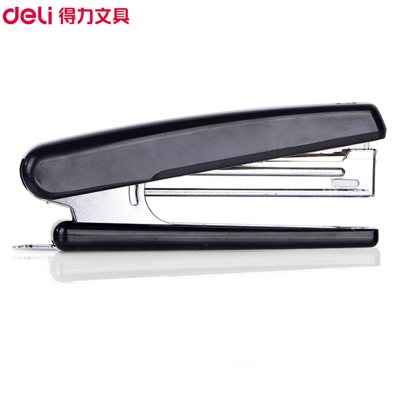 得力(deli)0221小型订书机黑色10号办公商务多功能订书器学生桌面迷你装订机