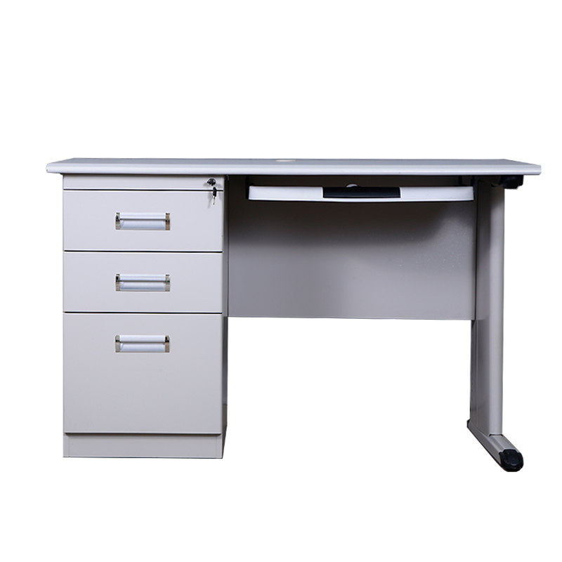 东港家具钢制单腿三抽电脑桌钢制办公桌铁皮电脑桌财务桌单人员工位