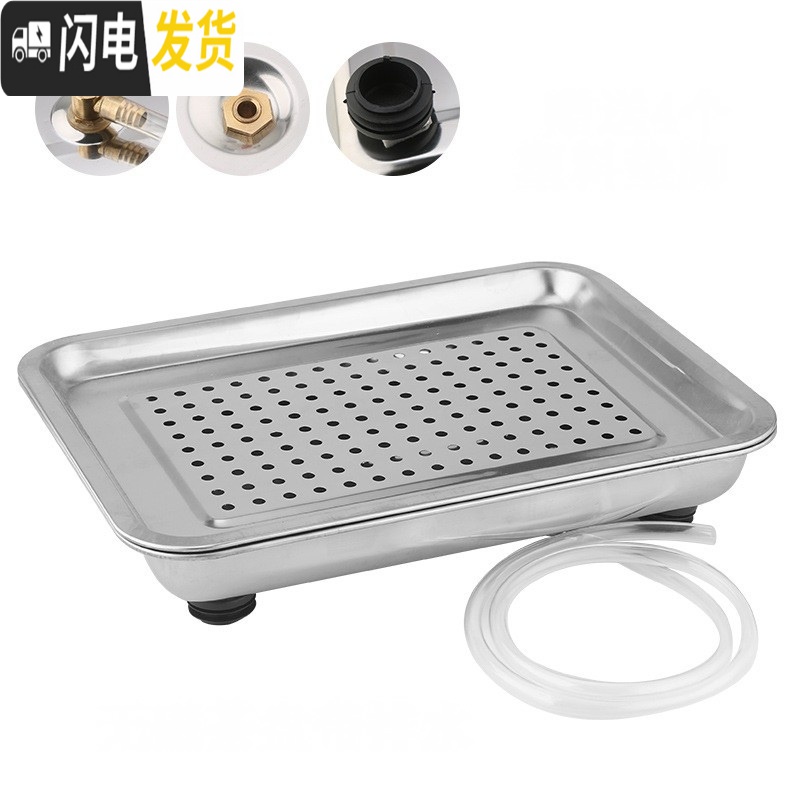 三维工匠304加厚不锈钢茶盘 长方形带排水双层排水式功夫茶具茶台茶托盘小 201无磁60*40带排水一套高清大图