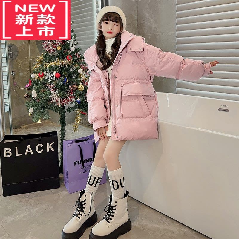 可莉允女童冬季棉服外套2022新款女大童洋气冬装网红儿童装加厚束腰棉衣图片