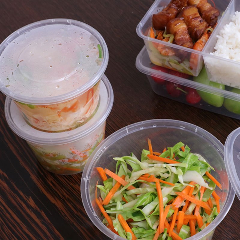 圆形一次性餐盒外卖打包盒加厚快餐盒便当汤碗带盖饭盒通用简约家居