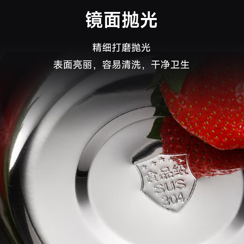 心一厨304不锈钢圆形菜碟 学校食堂酒店菜碟家用菜盘水果餐盘 X3053[22cm加厚1个装]高清大图