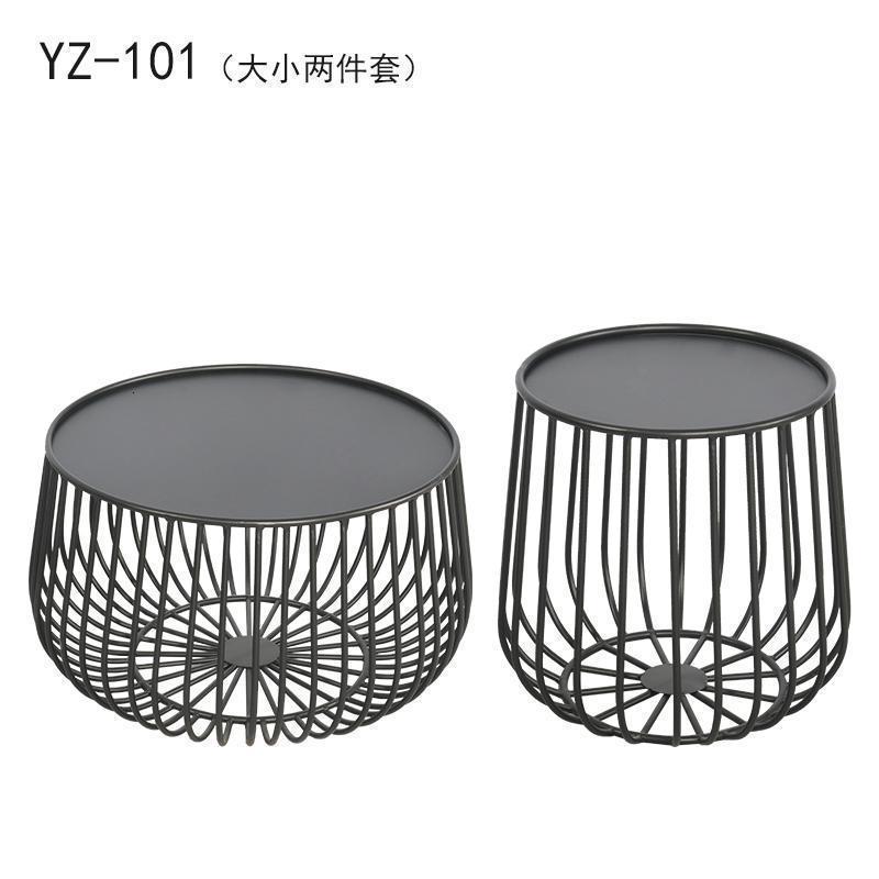 森美人简约创意圆形茶几现代组合小户型沙发边几客厅瓜花几置物架 YZ-101茶几（两件套黑色）整装