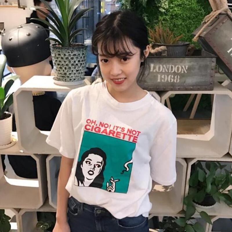 2018夏新款韩版宽松大码女装印花韩范短袖T恤女学生上衣打底衫潮白色