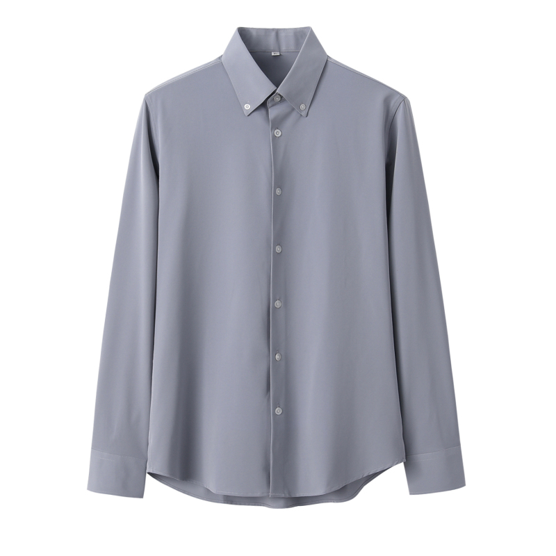 baluoshang鹿三先生自制韩版商务纯色大尖领衬衫青年英伦修身免烫衬衣