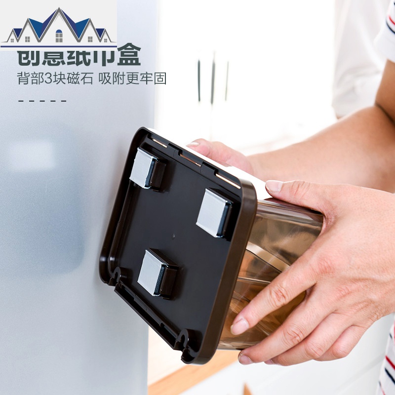 冰箱置物架磁铁免打孔家用厨房用品保鲜膜储物纸巾收纳盒侧壁挂架 三维工匠高清大图