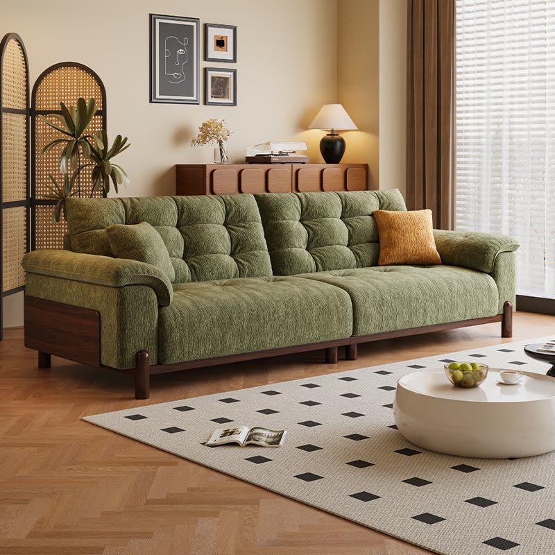 欧梵森 沙发简约现代小户型亲肤雪尼尔绒客厅直排沙发组合网红款客厅家具耐磨生态真皮沙发套装图片