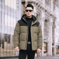 白鸭绒男士羽绒服冬装厚款连帽面包服羽绒服休闲外套冬羽绒服真皮皮衣男士连帽青年冬季加厚保暖外套鹅绒羽绒服 卡其羽绒服 170-M