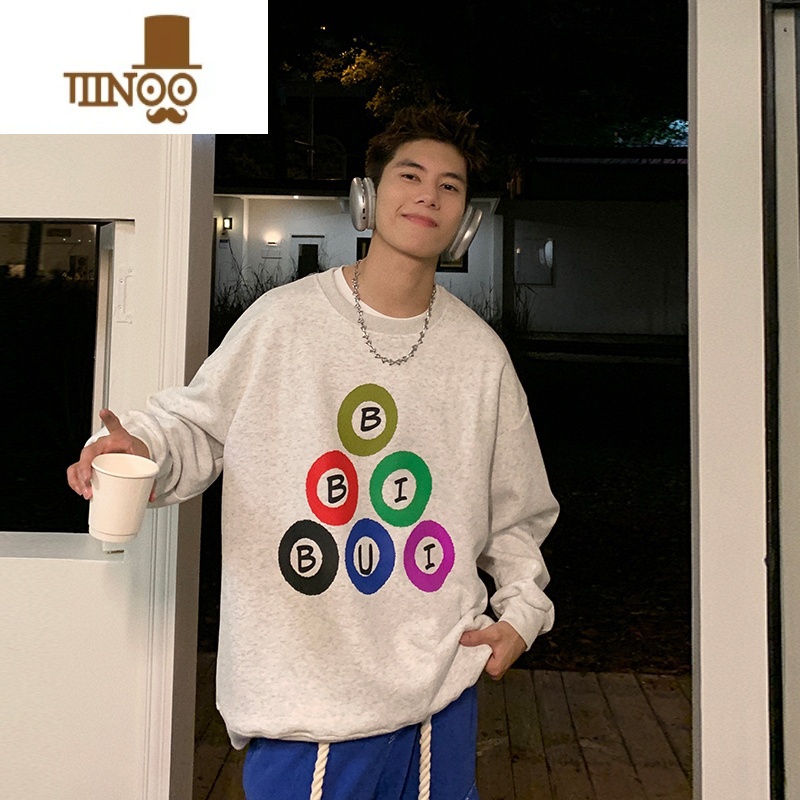 YANXUHolocene美式潮牌2023早秋新款印花圆领卫衣男街头创意宽松套头头高清大图